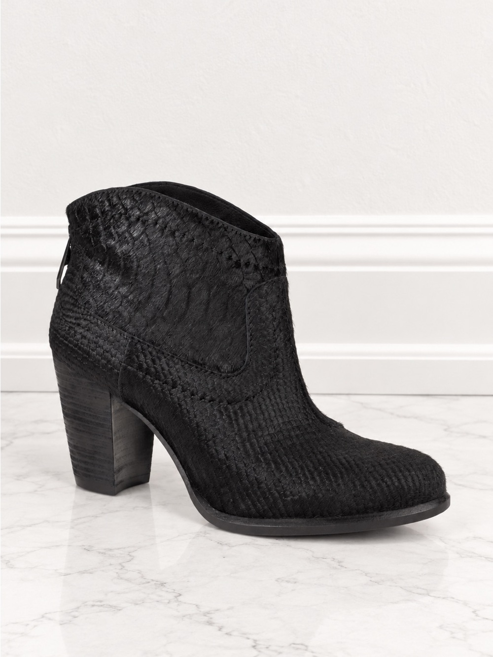 UGG Australia Black Calf Hair Snake Embossed Ankle Boots Size 8
